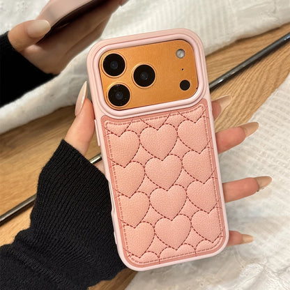 【ハートキルティング 】立体ステッチ レザー調 スマホケース｜iPhone対応 #241022