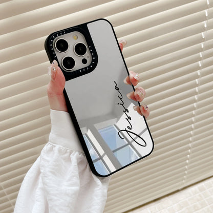 【カスタムシリーズ】名入れOK シルバー ミラー調 スマホケース｜iPhone対応 #250324