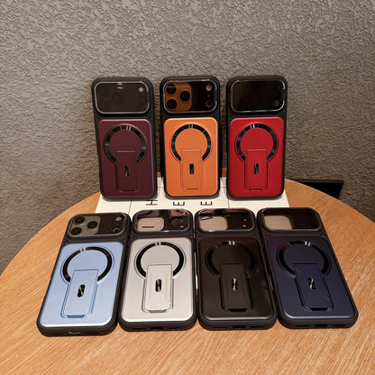 マグネット内蔵 折りたたみリングスタンド付き iPhoneケース (全7色) メタリック・アクセント #261217