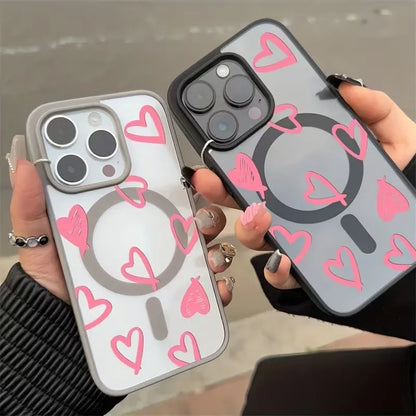 ハートドローイング クリア iPhoneケース｜Magnet内蔵 ソフトTPU #240222