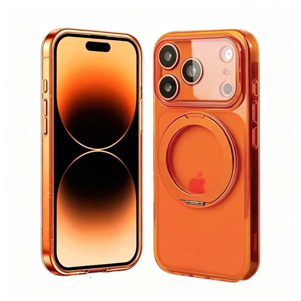 【360度回転リング付き】マット半透明 Magnet内蔵 iPhoneケース｜カラバリ・シンプル スタンド PCA #261278