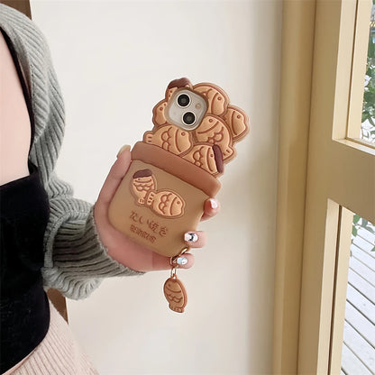 【シリコン】3D たい焼き iPhoneケース｜チャーム付き・ゆるかわ PCA #261294