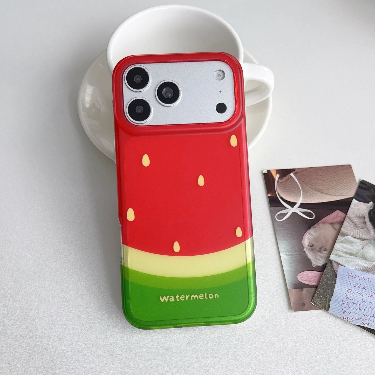 スイカ柄 ビーズチェーンストラップ付き 耐衝撃 iPhoneケース＃261083