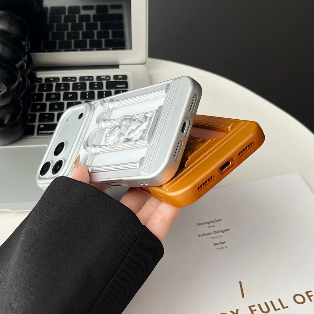 【クラシックエンジェル】天使レリーフ × アーチデザイン スマホケース｜iPhone対応 #240808