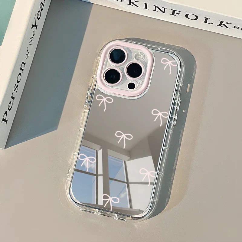 シルバーミラー リボンデザイン iPhoneケース ソフトケース #260306