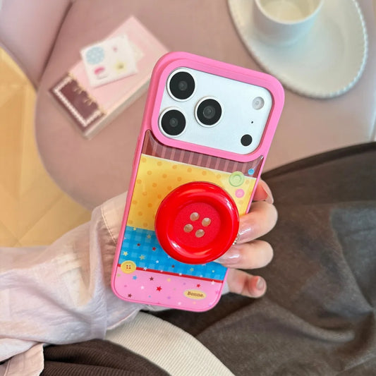 カラフルボーダー ボタンスタンド付き iPhoneケース｜ポップ・レトロ #261256