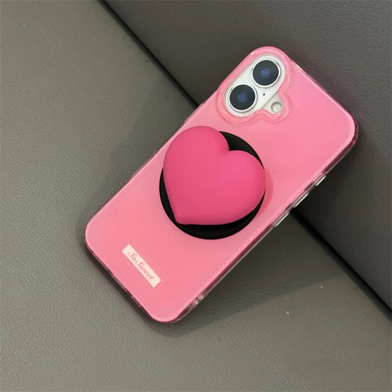 【Magsafe対応】立体 3D ハートグリップ ビビット バイカラー スマホケース｜iPhone対応 #250131