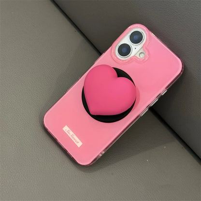 【Magnet内蔵】立体 3D ハートグリップ ビビット バイカラー スマホケース｜iPhone対応 #250131