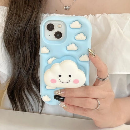 【クラウドシリーズ】3D雲モチーフ ポップデザイン スマホケース｜iPhone対応 #250824