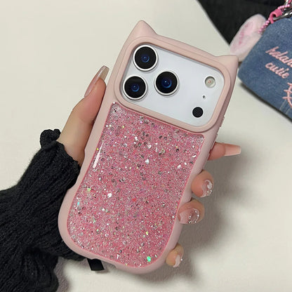 【猫耳シリーズ】キラキラ ラメ グリッター 猫耳デザイン スマホケース｜iPhone対応 #250307