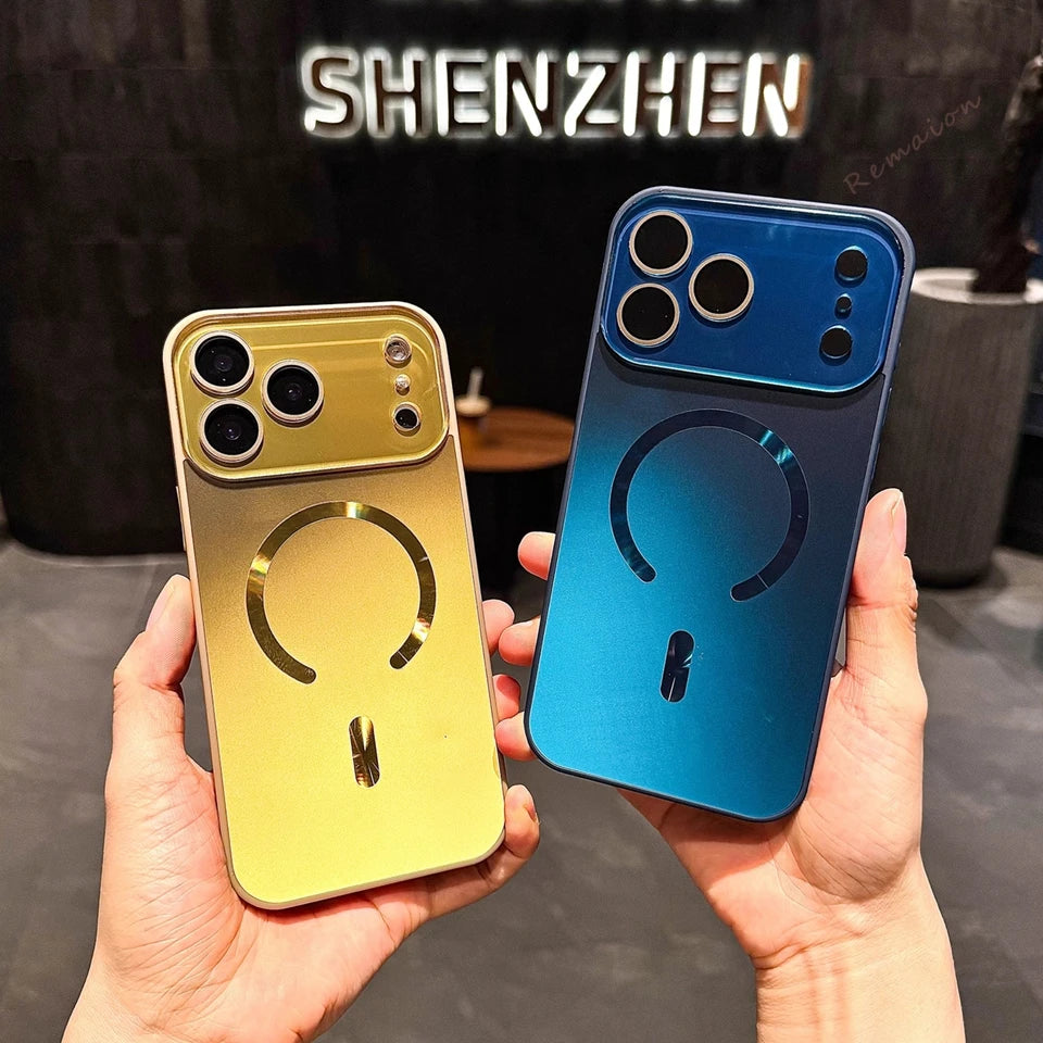 メタリックリング Magnet内蔵 iPhoneケース｜ミラー調・スタイリッシュ #240316