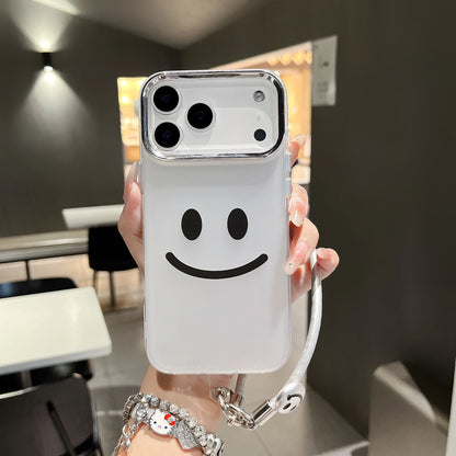 【スマイルシルバーストラップ】ニコちゃん × メタリックエッジ スマホケース｜iPhone対応 #250207