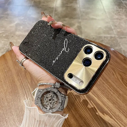 【カスタムシリーズ】ラメグリッター 名入れ スマホケース 横書き｜iPhone対応 #240717