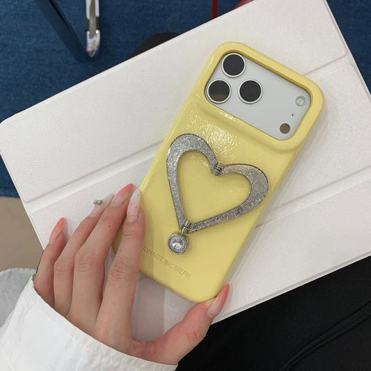 ハート型グリップ レザー調 iPhoneケース｜レオパード＆淡色・大人シック #260034