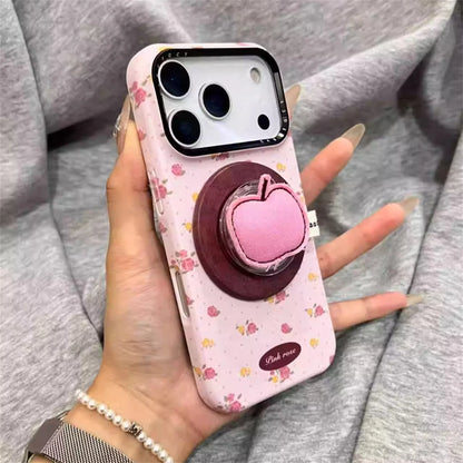 ぷっくり アップルモチーフ Magnet内蔵 iPhoneケース｜立体 りんご グリップ #230716