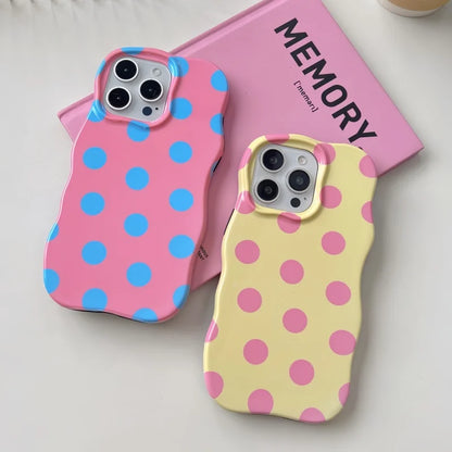 【カラーポルカドット】ポップウェーブスマホケース｜iPhone対応 #250802