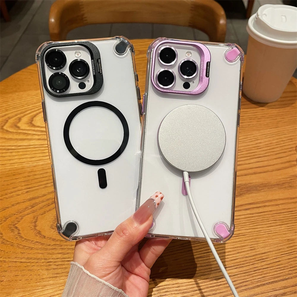 【Magnet内蔵】クリアフレーム リングスタンド デザイン ケース｜iPhone対応 #260124