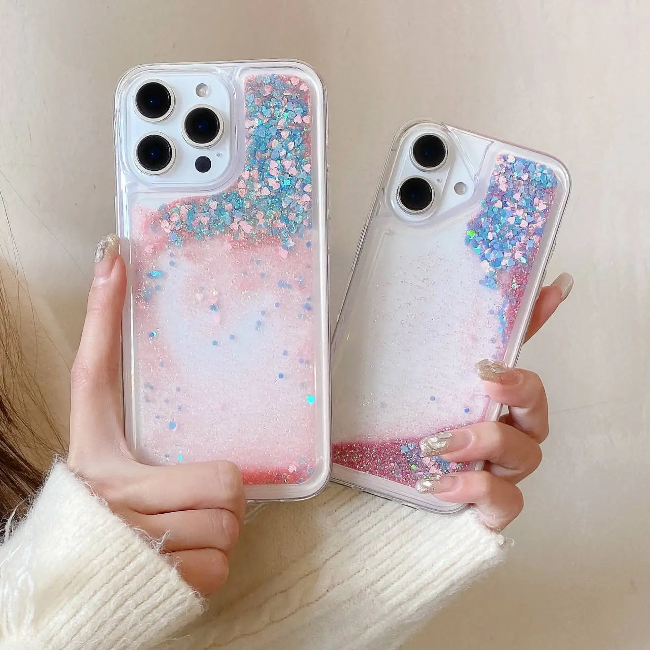 流れる オーロラグリッター クリア iPhoneケース｜ラメ・韓国ガーリー・キラキラデザイン #230908