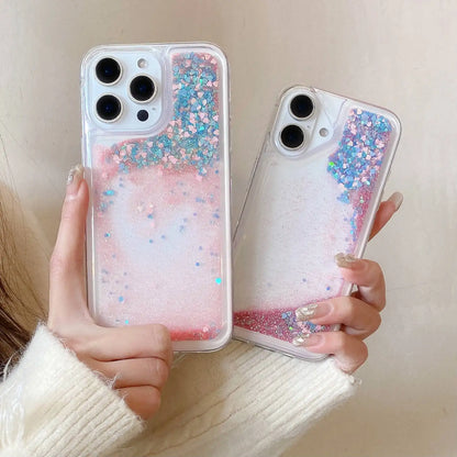 流れる オーロラグリッター クリア iPhoneケース｜ラメ・韓国ガーリー・キラキラデザイン #230908