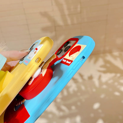 【スポーツシリーズ】立体ラケット＆キャラクター かわいい3Dスポーツデザイン スマホケース｜iPhone対応 #251009