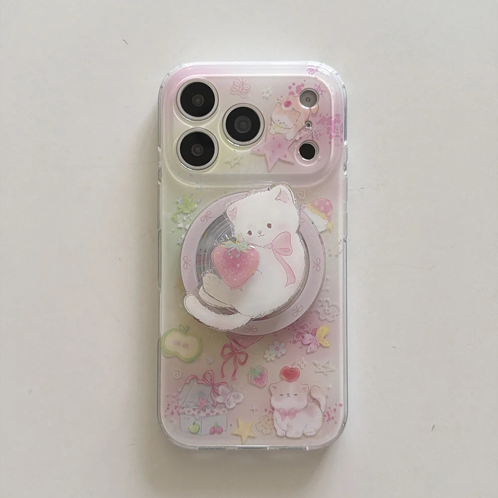 キャットグラデーションマグネット内蔵 iPhoneケース (ケースのみ ・ グリップのみ ・ ケース+グリップ) トレンド・スイート　#261209