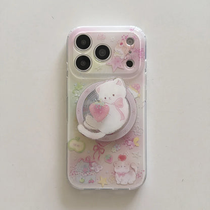 キャットグラデーションマグネット内蔵 iPhoneケース (ケースのみ ・ グリップのみ ・ ケース+グリップ) トレンド・スイート　#261209