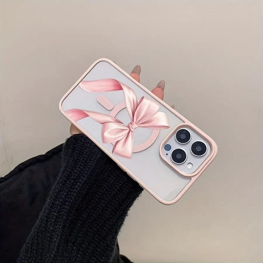 Magnet内蔵 リボンデザイン クリア iPhoneケース #260307