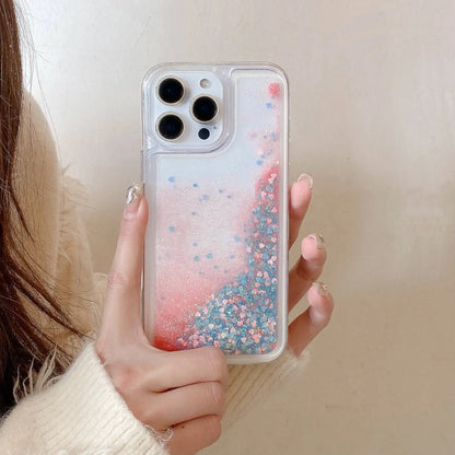 流れる オーロラグリッター クリア iPhoneケース｜ラメ・韓国ガーリー・キラキラデザイン #230908