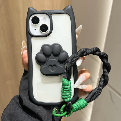 【アニマルシリーズ】肉球デザイン付き ストラップ付き可愛いスマホケース｜iPhone対応 #250923