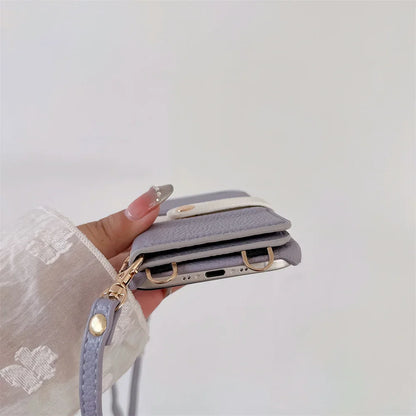 【カードポケットシリーズ】ストラップ付き 多機能PUレザー スマホケース｜iPhone対応 #251212