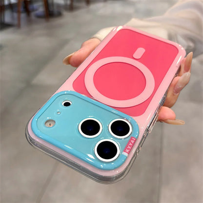 キャンディカラー バイカラーフレーム Magnet内蔵 クリア iPhoneケース｜ポップ・爽やか #260059