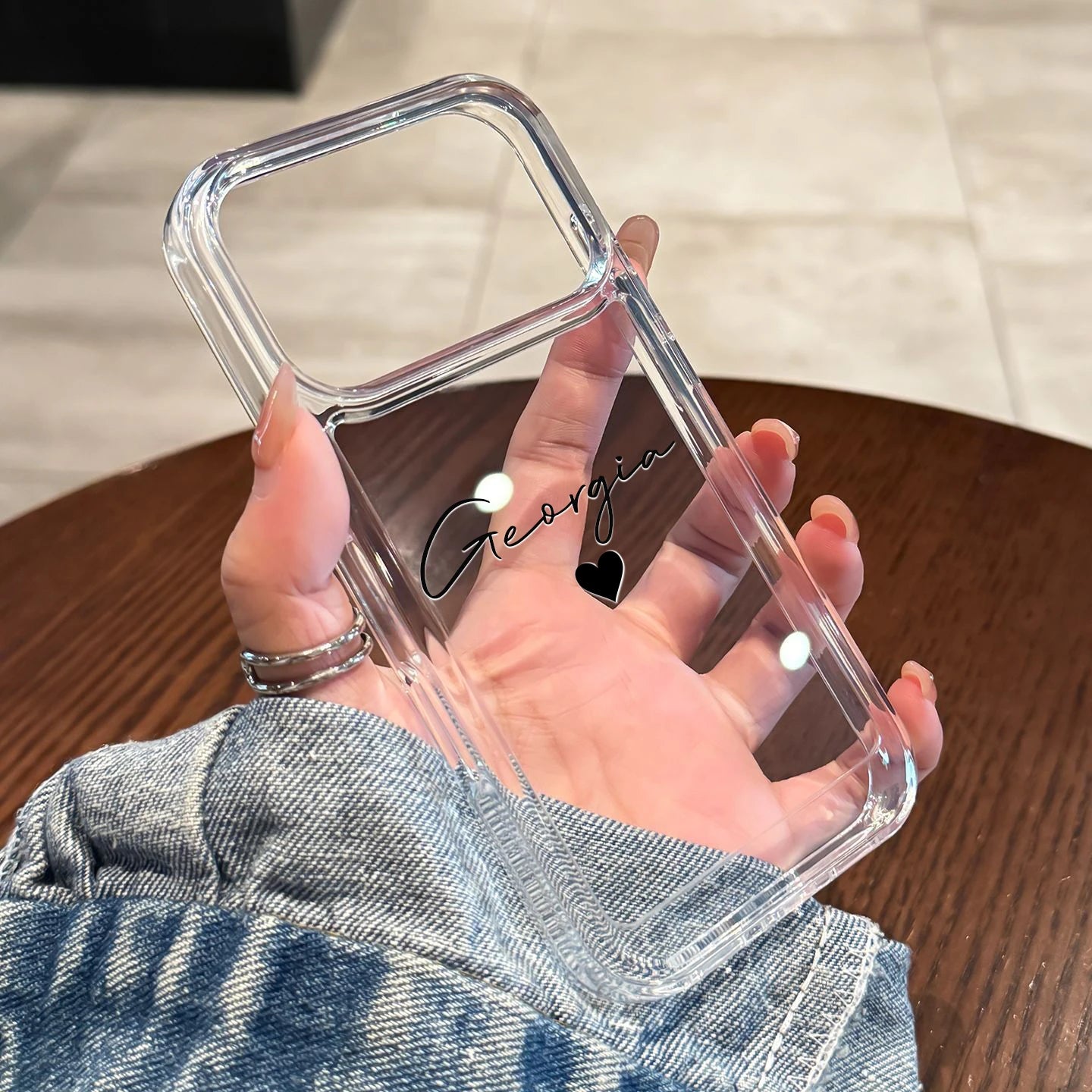 【カスタムシリーズ】クリアフレーム シンプル 名入れ スマホケース｜iPhone対応 #240719