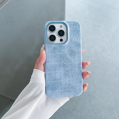 クロコ型押し iPhoneケース｜レザー調・シンプルデザイン #260106