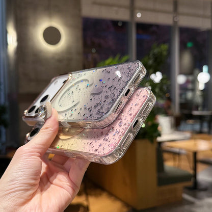 【Magnet内蔵】グリッター きらめくラメ入りグラデーションクリアスマホケース｜iPhone対応 #250418