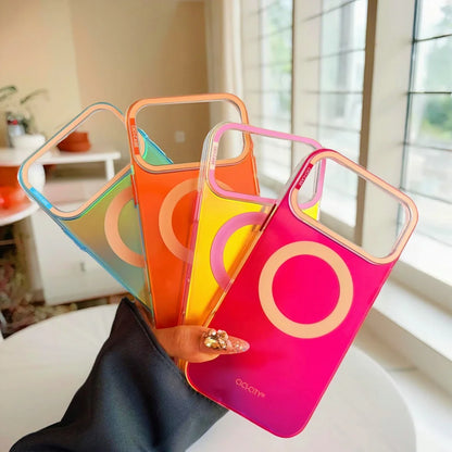 【グロウリングクリア】ネオンライト×グラデーション スマホケース｜iPhone対応 💫✨ #250223