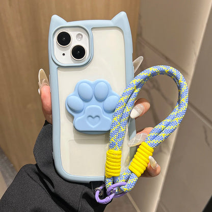 【アニマルシリーズ】肉球デザイン付き ストラップ付き可愛いスマホケース｜iPhone対応 #250923