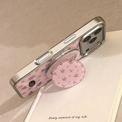 ヴィンテージフラワー Magnet内蔵 iPhoneケース｜小花柄ピンク・マグネットグリップ #240427