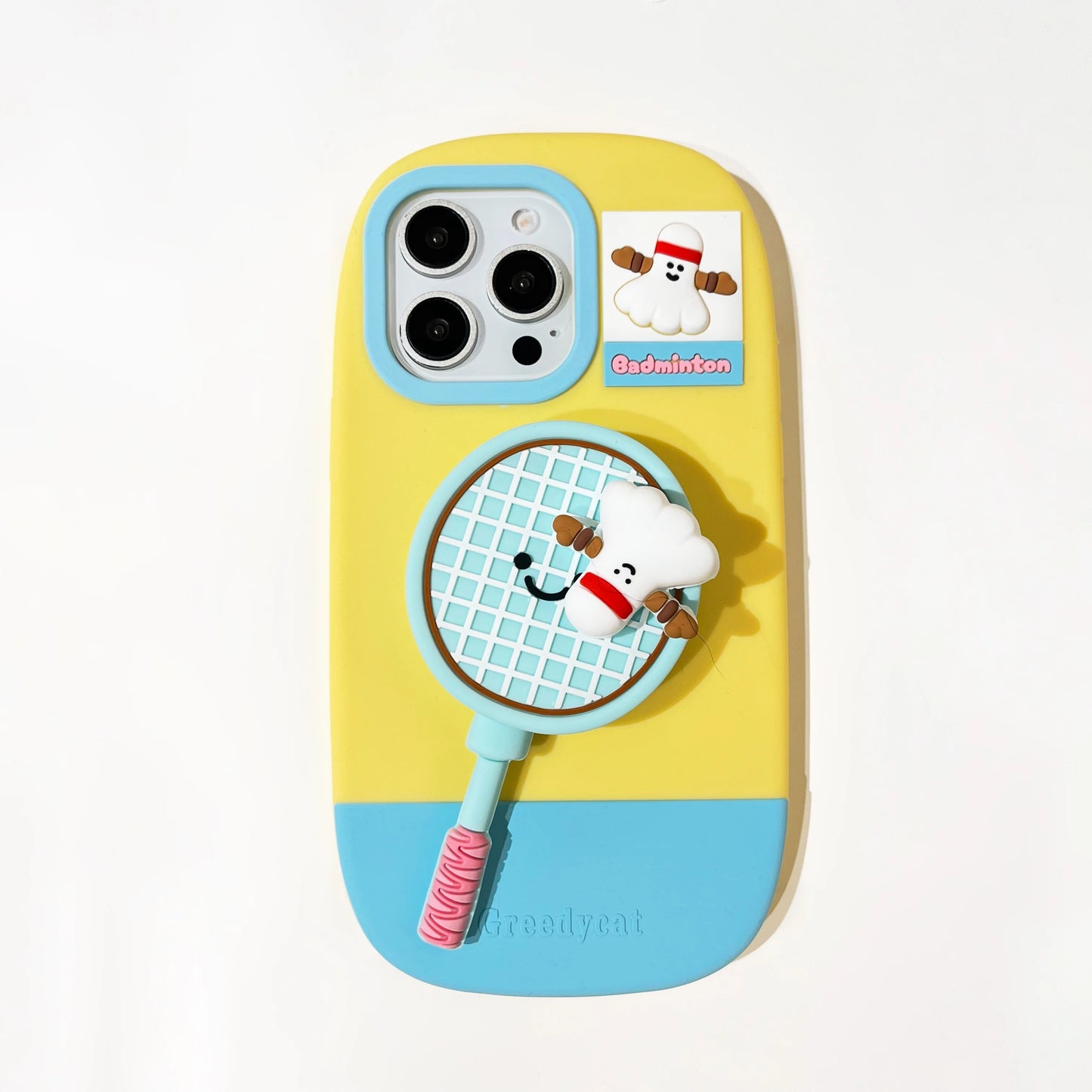 【スポーツシリーズ】立体ラケット＆キャラクター かわいい3Dスポーツデザイン スマホケース｜iPhone対応 #251009