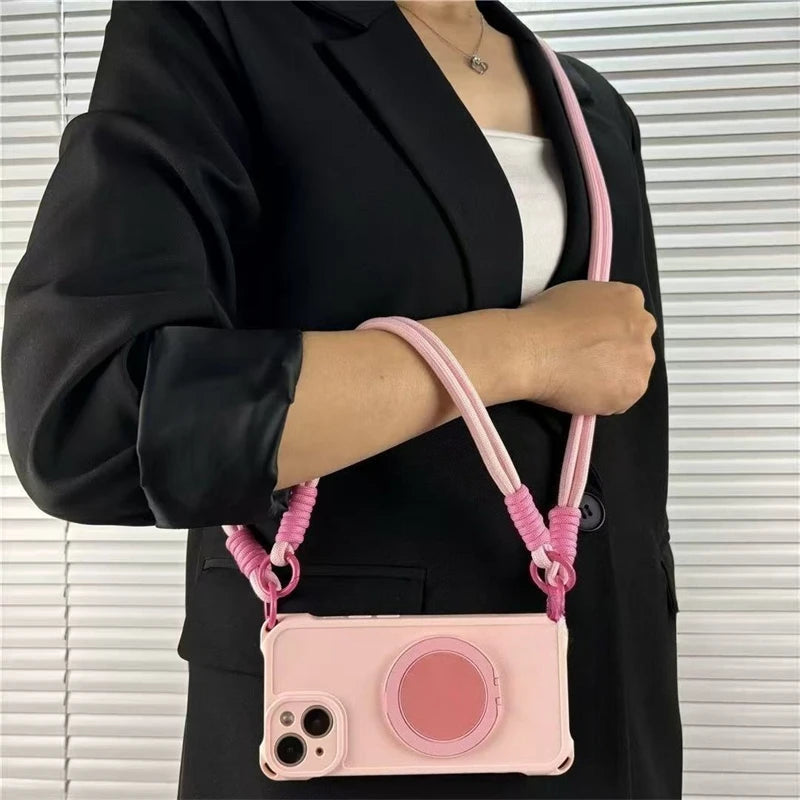 2WAYストラップ付き iPhoneケース おしゃれ リングスタンド #261127