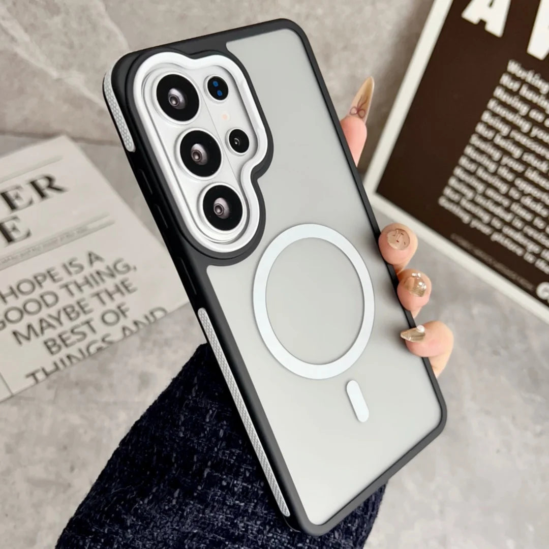 【Galaxy対応】スモーククリア ビビッドフレーム マグネット内蔵ケース 全6色 韓国風・ポップ・スタイリッシュ #261106