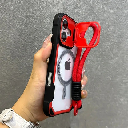 カメラカバー付き Magnet内蔵 iPhoneケース｜ストラップ付き レンズ保護 #240104