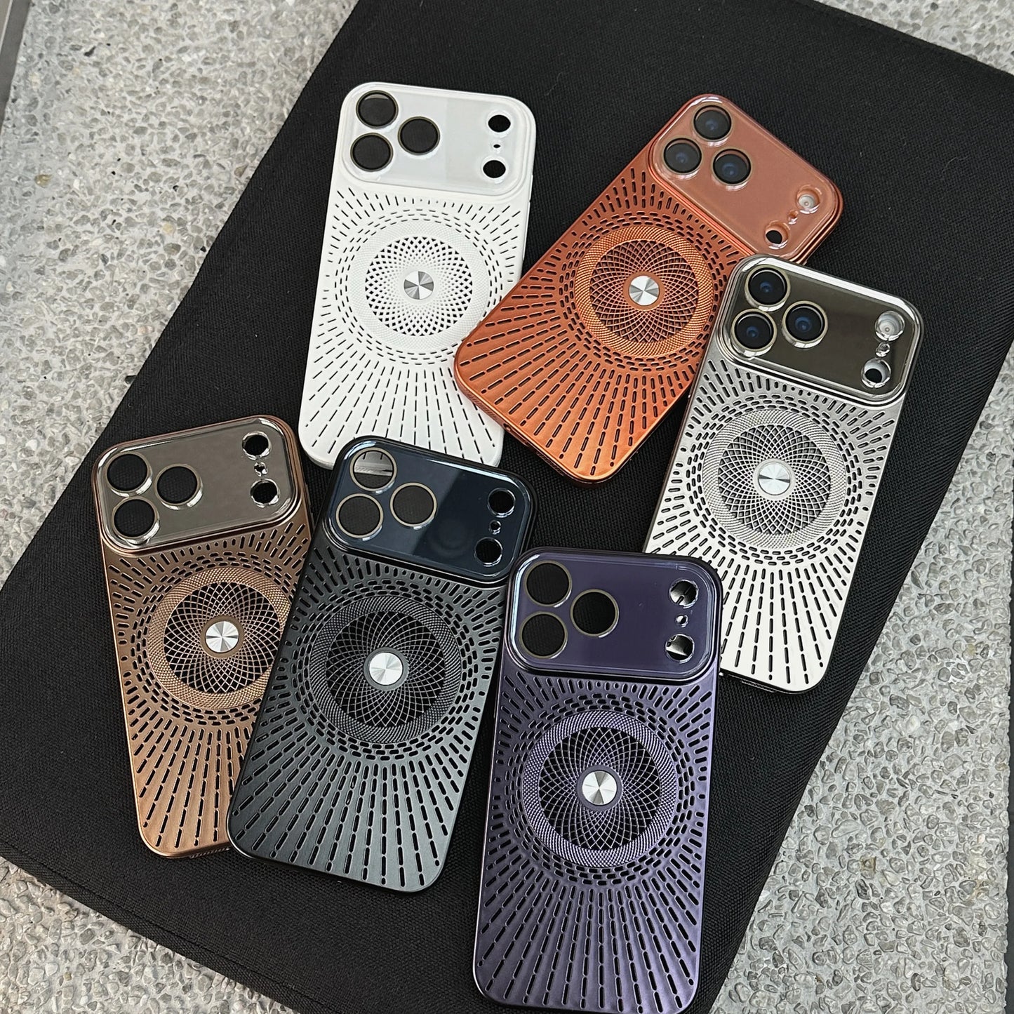 メッシュデザイン Magnet内蔵 iPhoneケース｜放熱タイプ・シンプルモダン #231206