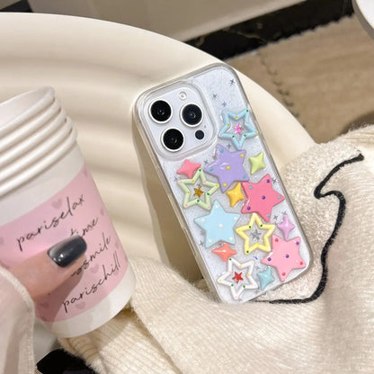 【立体スター柄】ポップで映えるクリアケース｜iPhone対応 #250522