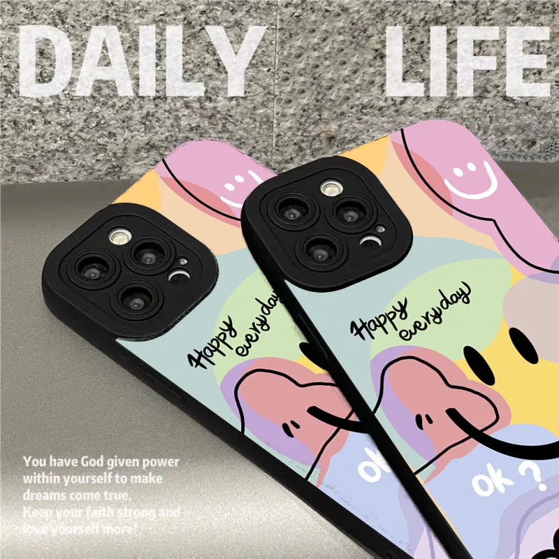 【ニコちゃんシリーズ】スマイル メッセージ iPhoneケース｜手書き風デザイン #260226