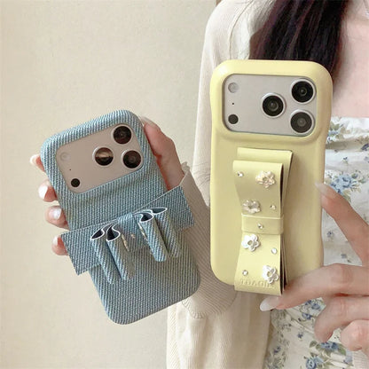 【リボンデザイン】デニム調 立体リボン iPhoneケース｜iPhone対応 #260126