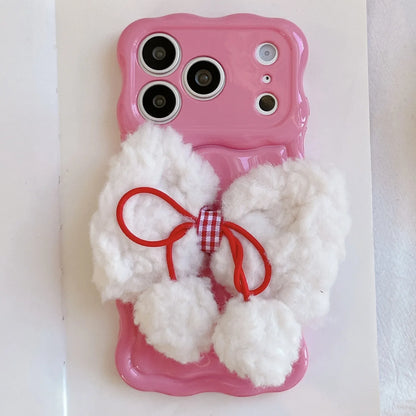 もこもこリボン パステルカラー iPhoneケース #240505