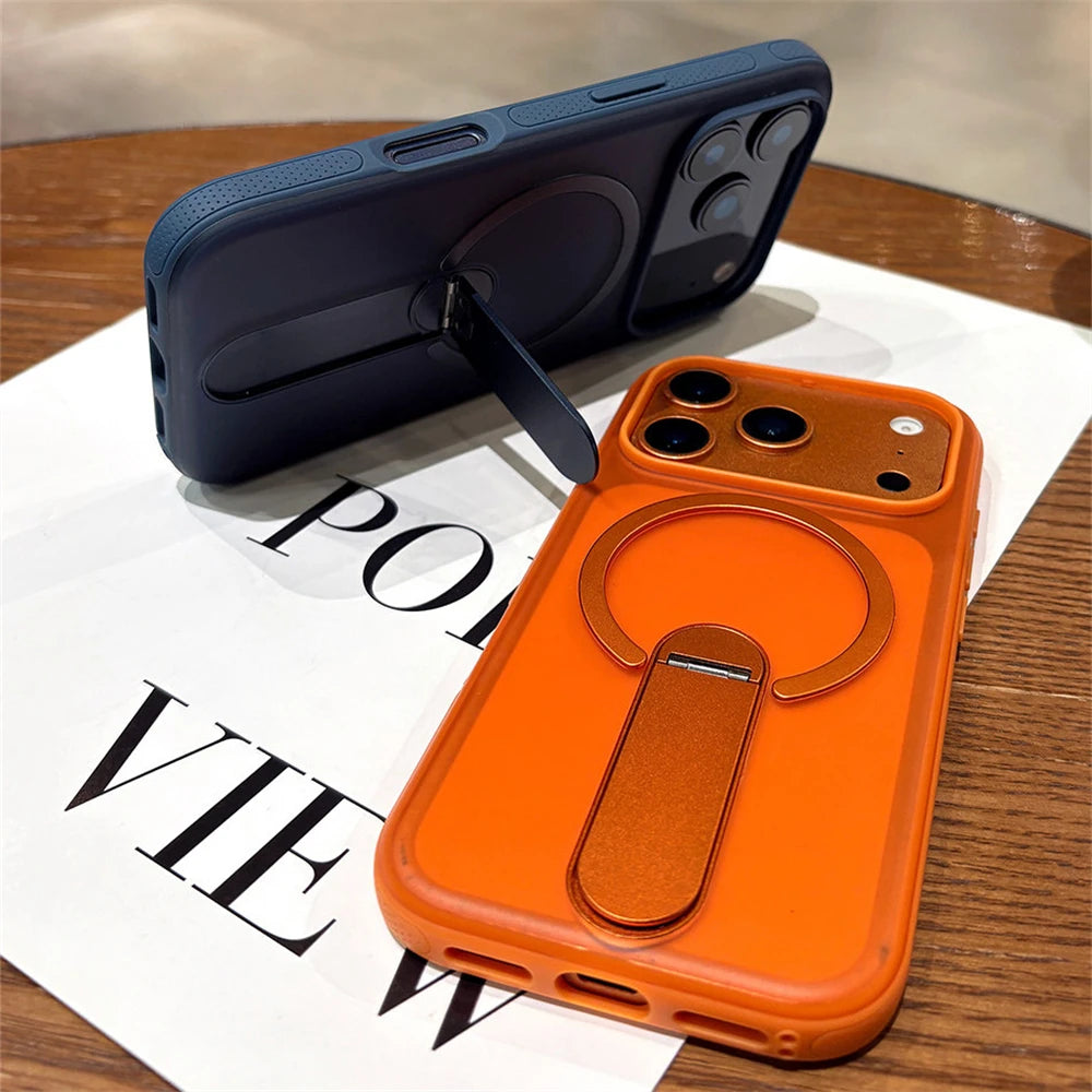 折りたたみメタルスタンド付き マットカラー Magnet内蔵 iPhoneケース｜キャンディカラー・シンプル #260036
