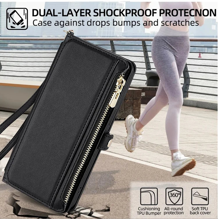 【ブックスタイル】シンプル レザー調  手帳タイプ iPhoneケース ストラップ付き #240124