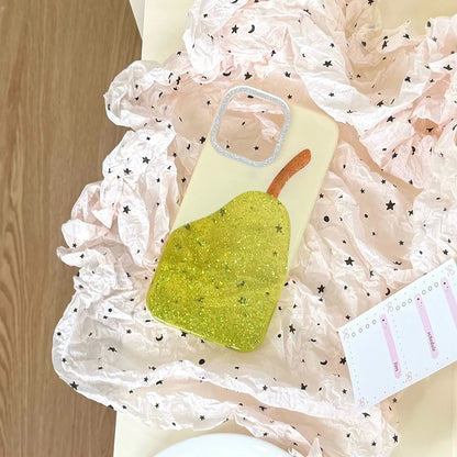 【フルーツシリーズ】キラキララメ 梨デザイン スマホケース｜iPhone対応 #250829