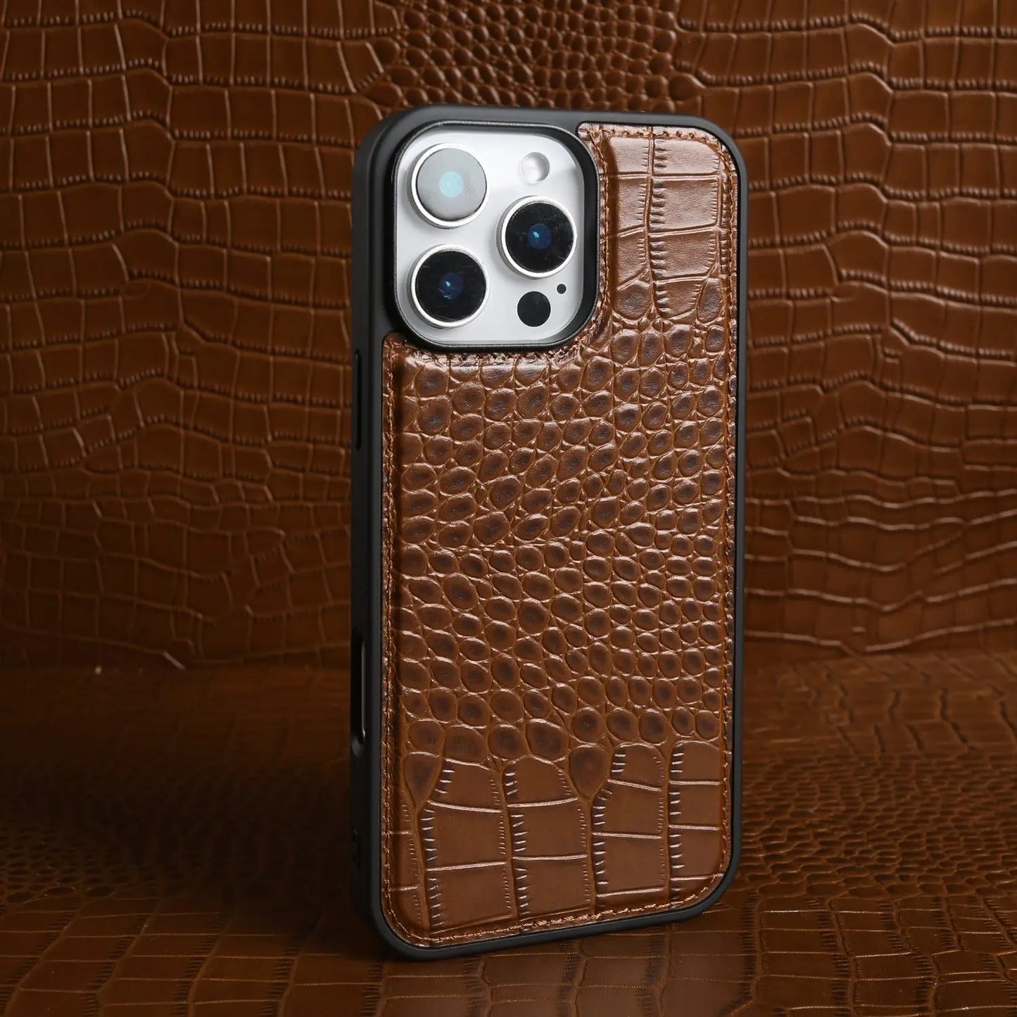 【本革シリーズ】クロコ型押し 本革プレミアムケース｜iPhone対応 #240920